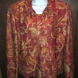 ST JOHN SPORT FLORAL PRINT JACKET & SHELL SZ. (L)